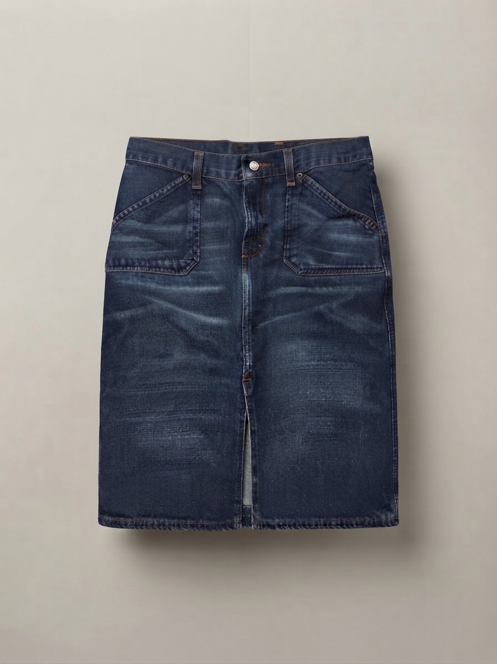 Y2K Express Retro Dark Wash Denim Utility Skirt Size 5/6 Front Slit